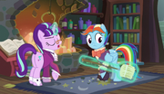 Snowfall Frost giving Snowdash a broom S6E8