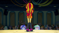 Sunset Shimmer before disapproving crowd EG2