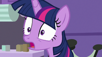 Twilight Sparkle in shock "a week?" S9E9