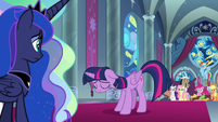 Twilight hanging her head in shame S9E2