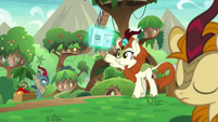 Autumn Blaze giving out newspapers S8E23