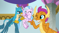 Gallus and Smolder shooting finger guns S9E7