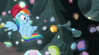 Rainbow Dash finds a lever on a wall S8E17