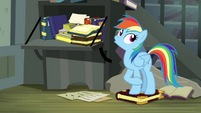 Rainbow Dash standing on book S4E04