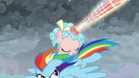 Rainbow Dash swoops past Cozy Glow S9E25