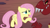 Fluttershy accuses Garble of sneaking around S9E9