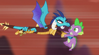 Princess Ember saves Spike from falling S6E5