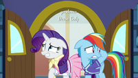 Rarity and Rainbow still looking nervous S8E17