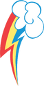 Red, yellow, and blue lightning bolt with cloud (switched with Rainbow Dash in S3E13)