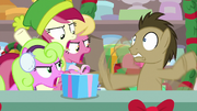 Daisy, Rose, and Lily yell at Dr. Hooves MLPBGE.png