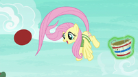 Fluttershy deflects the ball with her tail S6E18