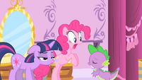 Pinkie Pie's reaction to Spike's crush on Rarity S1E20