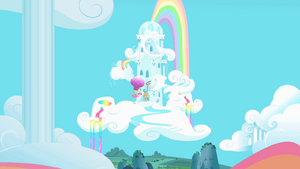 Pinkie Pie outside Dash's home S1E25