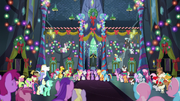 Ponies sing together in the Castle of Friendship S6E8