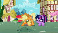 Twilight and Applejack wait for seeds to sprout S02E06
