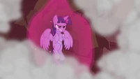 Twilight at a mountain with a magic aura around her S4E26