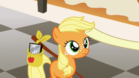 Aunt Orange touching filly Applejack's mane S1E23