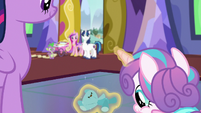 Flurry Heart levitating her blue teddy bear S7E3