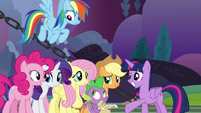 Mane Six with varying levels of confidence S9E13