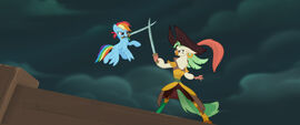Rainbow Dash sword-fighting Captain Celaeno MLPTM