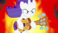 Rarity furiously playing the guitar S7E9
