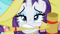 Rarity with croquet mallet in mouth S2E09