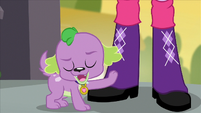 Spike patting Twilight's boot EG2