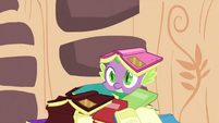 Spike with book on his head S2E21