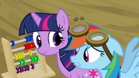 Sorry fandom, it looks like Twilight is the one with the abacus and not Princess Luna, which is much to Rainbow's surprise.