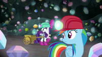 Rarity collecting gems in her cart S8E17