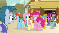 Team Ponyville fan approaches main ponies S9E6