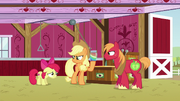 Applejack looking bitter toward Apple Bloom S6E23