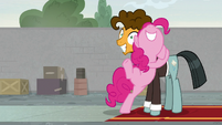 Pinkie Pie tightly hugging Sans Smirk S9E14