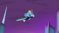 Rainbow Dash flying into the sky S4E06