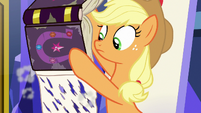 Applejack discovers Rainbow's shredded pages S7E14