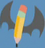Pencil with bat wings