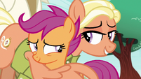 Mane Allgood giving Scootaloo a wing hug S9E12