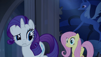 Rarity tells Fluttershy about the secret door S4E03