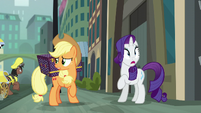 Applejack unsure while Rarity notices something S5E16