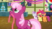 Cheerilee with ribbon in mouth S2E17