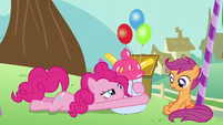 Pinkie brings the balloon baby bottle back to ground S5E19