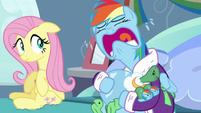 Contrary to Fluttershy's belief, Rainbow Dash indeed has far longer to go.