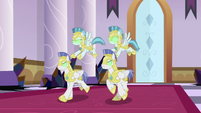 Sombrafied guards charge at Mane Six S9E2