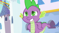 Spike wearing a nervous grin S5E10