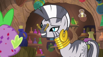 Zecora plugs her nose with clothespins S8E11