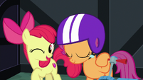 Apple Bloom winking; Scootaloo nodding S8E12