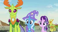 Starlight, Trixie, and Thorax happy for Pharynx S7E17