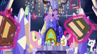 Twilight tossing books all over the throne room S7E25
