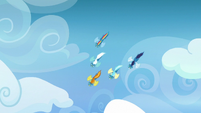 Wonderbolts diving through the air S7E7