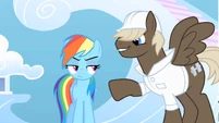 Rainbow Dash tries to ignore her old enemies